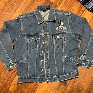 Vintage Mickey Mouse Chore Work Denim Blue Jean Trucker Jacket Men’s Size Medium